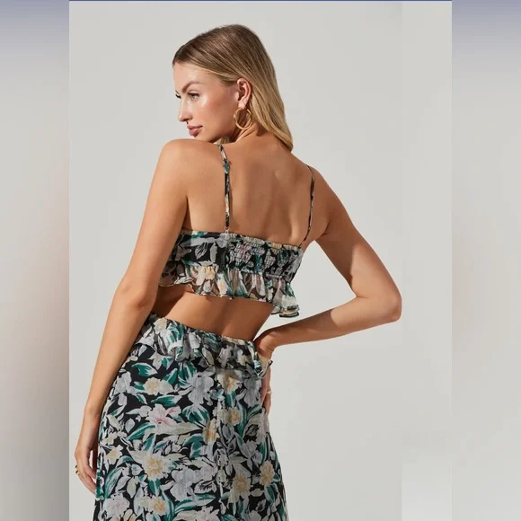 Astr The label $116 PALACE FLORAL CUTOUT RUFFLE MAXI DRESS Size M - Picture 5 of 5